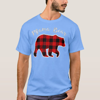 MAMA BEAR Women Red Plaid Christmas Pajama Family T-Shirt