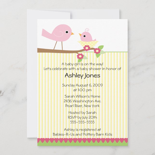 Mama Bird & Baby Baby Shower Invitation (Front)
