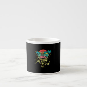 Mama Bird Flamingo Sunset Palm Tree Beach 80s Espresso Cup