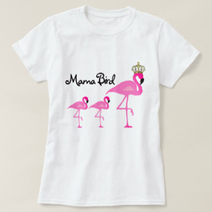Mama Bird Flamingo T-Shirt with Two Babies