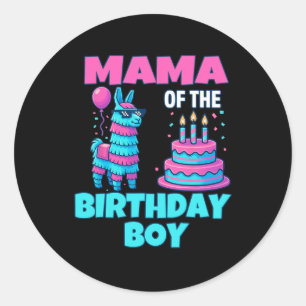 Mama Birthday Boy Llama Pinata Party Family Mathin Classic Round Sticker