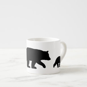 Mama Black Bear with Cubs Silhouettes Wildlife Espresso Cup