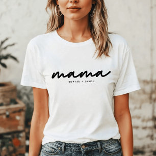 Mama Black Script with Kids Names T-Shirt