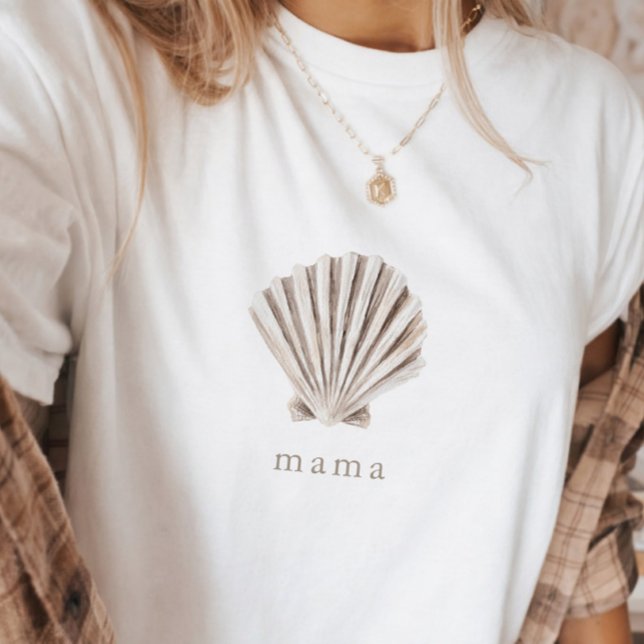 Mama Boho Beach Shell Baby Shower T-Shirt (Creator Uploaded)