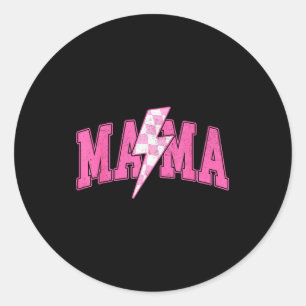 Mama Bolt Nk Checkered Lightning Mama Graphic Moth Classic Round Sticker
