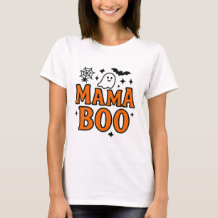 Mama Boo Orange & Black Cute Halloween Family Ma T-Shirt