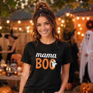 Mama Boo Orange Black Halloween Family Matching T-Shirt