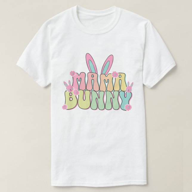 🌸 Mama Bunny Aesthetic Pastel Sticker – Cute East T-Shirt (Design Front)