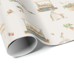 Mama Bunny and baby Easter nursery Farm print Wrapping Paper