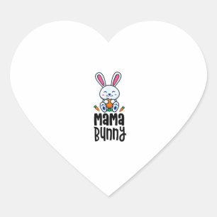 Mama Bunny Birthday Party Theme Easter Outfit Rabb Heart Sticker