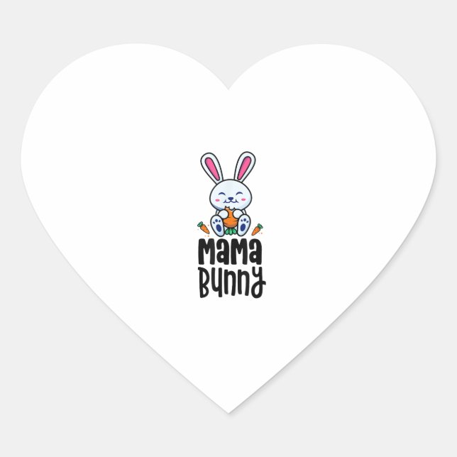 Mama Bunny Birthday Party Theme Easter Outfit Rabb Heart Sticker (Front)