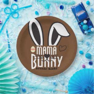 mama bunny easter elegant simple cute family paper plate