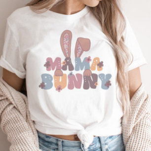 Mama Bunny Easter Retro Spring Floral T-Shirt