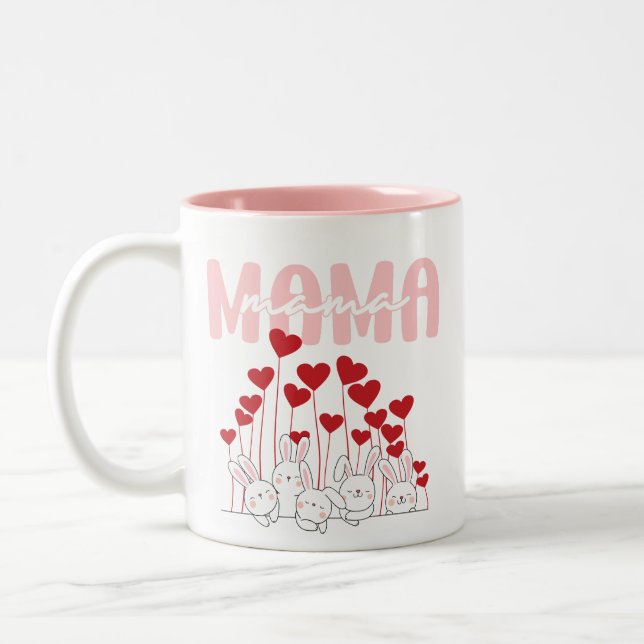 Mama Bunny Love Mug – Cute Heart Family Design (Left)