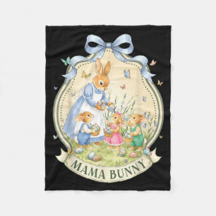 Mama Bunny Vintage for Kids Girl Women Mum Teens Fleece Blanket
