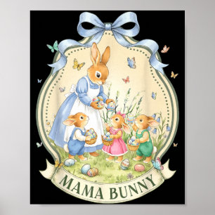 Mama Bunny Vintage for Kids Girl Women Mum Teens Poster