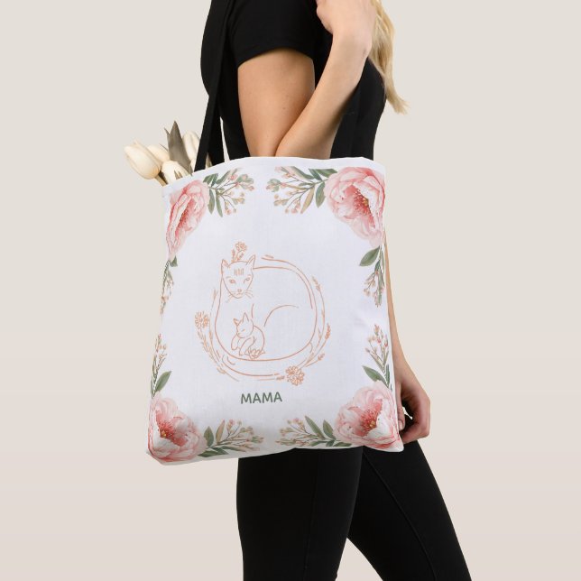 Mama Cat & Kitten Tote Bag (Close Up)