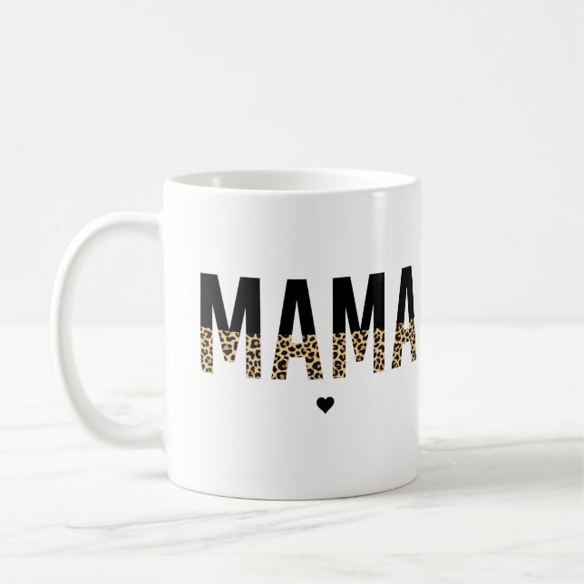 Mama Cheetah print typography Gifts For Mum Coffee Mug (Left)
