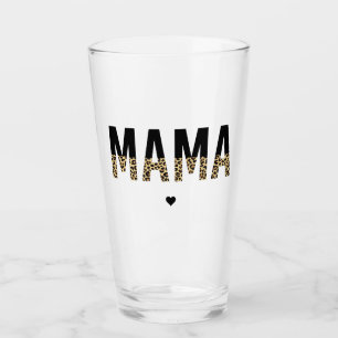 Mama Cheetah print typography Gifts For Mum Glass
