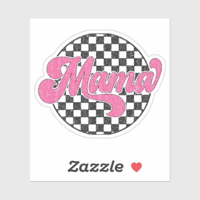 Mama Chequered Vans Retro Vintage Sticker Pink (Sheet)