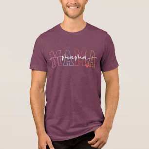 Mama   Chic Script and Heart  Tri-Blend Shirt