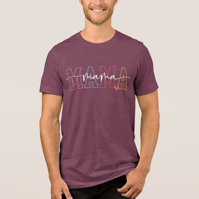 Mama | Chic Script and Heart  Tri-Blend Shirt (Front)