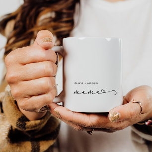 Mama Chic Script and Heart with Kids Names Coffee Mug