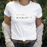 Mama | Chic Script and Heart with Kids Names T-Shirt<br><div class="desc">This black and white shirt features modern black script typography that says "mama, " with a chic scribbled heart. Simple elegant text displays the names of your children. The perfect Mother's Day gift for your favourite mum!</div>