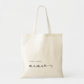 Mama | Chic Script and Heart with Kids Names Tote Bag (Front)