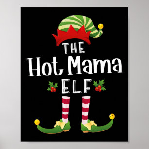 Mama Christmas Elf Matching Pajama X-mas Party Poster