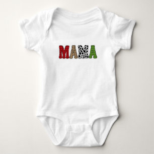Mama Christmas Plaid Pattern Design Baby Bodysuit