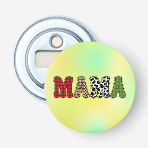 Mama Christmas Plaid Pattern Design Bottle Opener