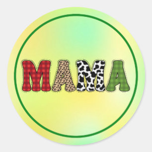 Mama Christmas Plaid Pattern Design Classic Round Sticker