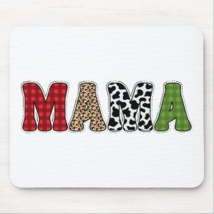 Mama Christmas Plaid Pattern Design Mouse Mat