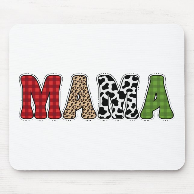 Mama Christmas Plaid Pattern Design Mouse Mat (Front)