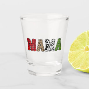 Mama Christmas Plaid Pattern Design Shot Glass