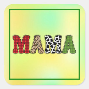 Mama Christmas Plaid Pattern Design Square Sticker