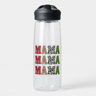 Mama Christmas Plaid Pattern Design Water Bottle