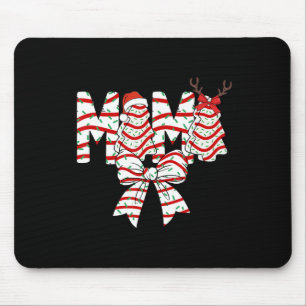 Mama Christmas Tree Cake Pattern Coquette Bow Xmas Mouse Mat