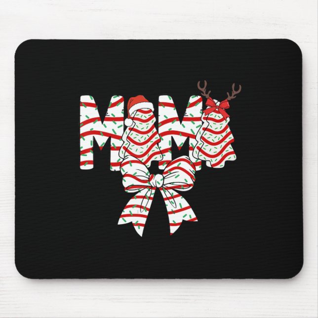Mama Christmas Tree Cake Pattern Coquette Bow Xmas Mouse Mat (Front)