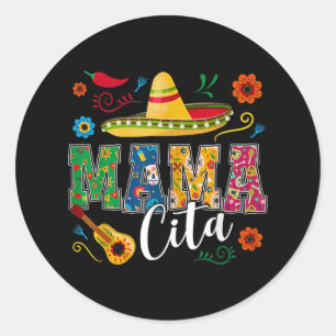 Mama Cita Cinco De Mayo Mexican Sombrero Guitar Ca Classic Round Sticker