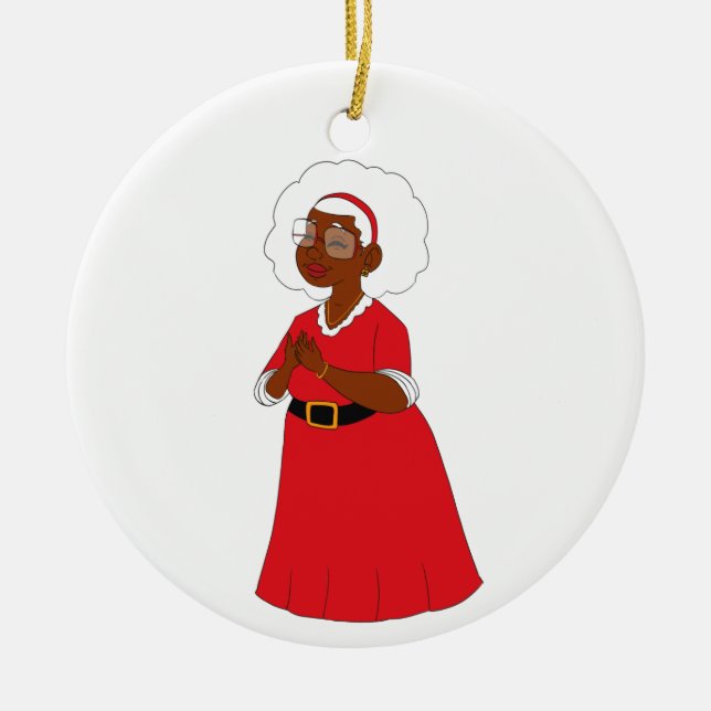 Mama Claus Chocolate Ceramic Tree Decoration (Front)