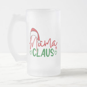 Mama Claus Christmas Design-60094 Frosted Glass Beer Mug