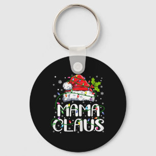 Mama Claus Christmas Lights Pajama Family Matching Key Ring