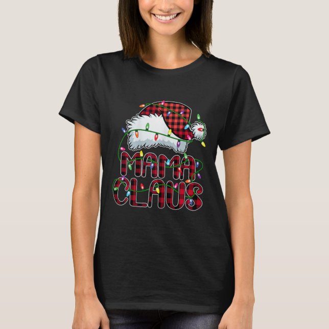 Mama Claus Christmas Lights Pajama Family Matching T-Shirt (Front)
