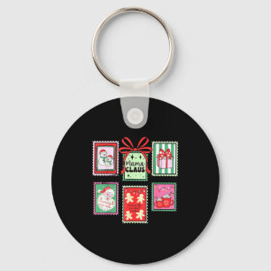 Mama Claus Christmas Mom Stamp Bow Pajama Matching Key Ring
