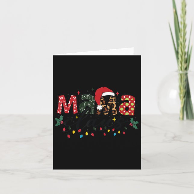 Mama Claus Christmas Pajama Santa Claus Family Mat Card (Front)