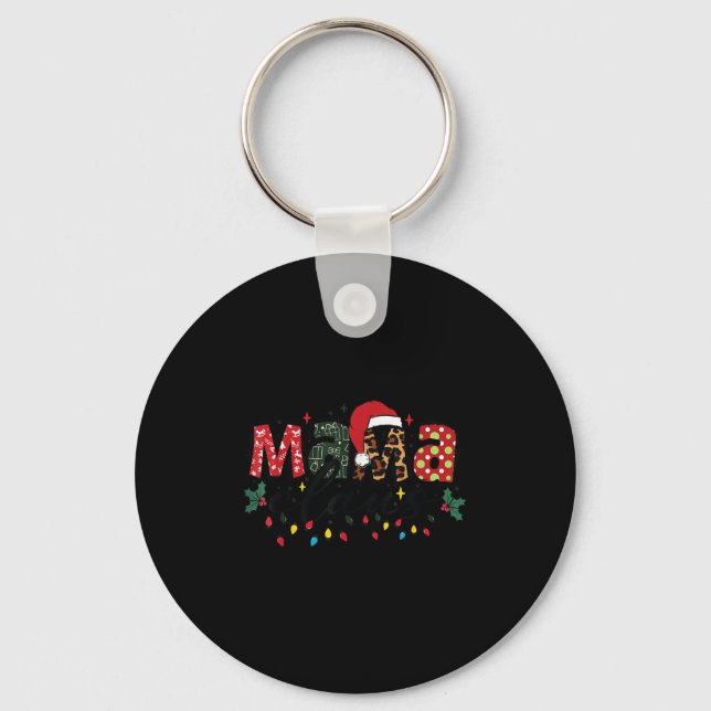Mama Claus Christmas Pajama Santa Claus Family Mat Key Ring (Front)