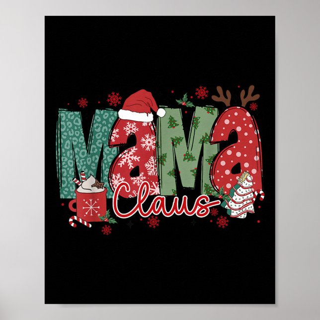 Mama Claus Christmas Pajama Santa Claus Family Mat Poster (Front)