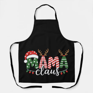Mama Claus Christmas Santa Hat Reindeer Lights Apron